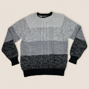 Vintage Striped Sweater Gray Black Color Block Graphix‎ Size Large Acrylic